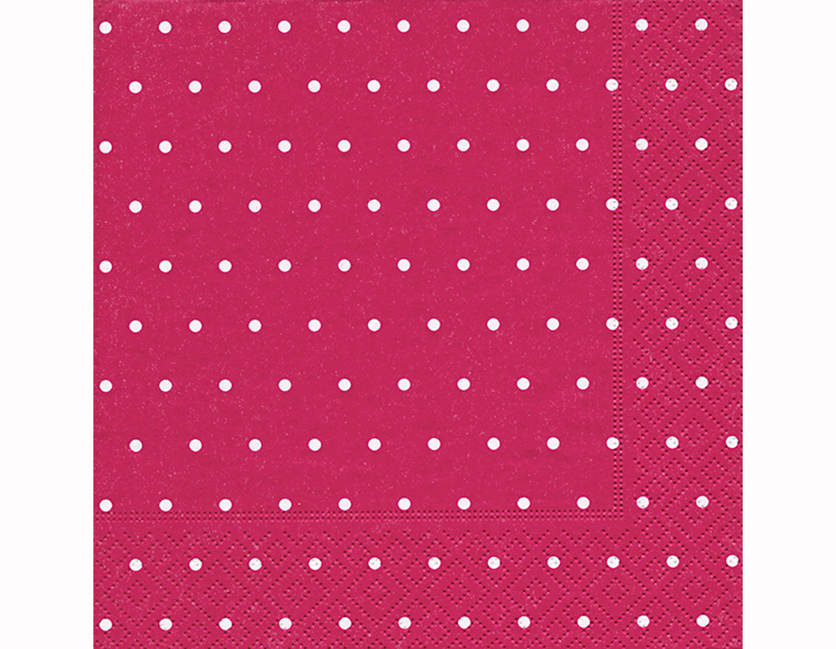P200305 Serviettes papier Dots raspberry 33x33cm 20u Paper Design