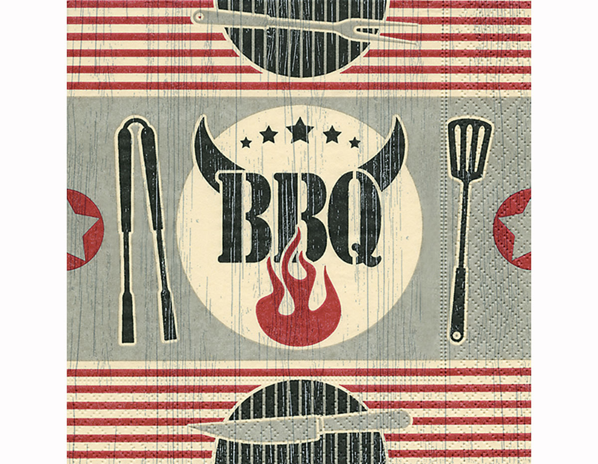 P200332 Serviettes papier Five star BBQ 33x33cm 20u Paper Design