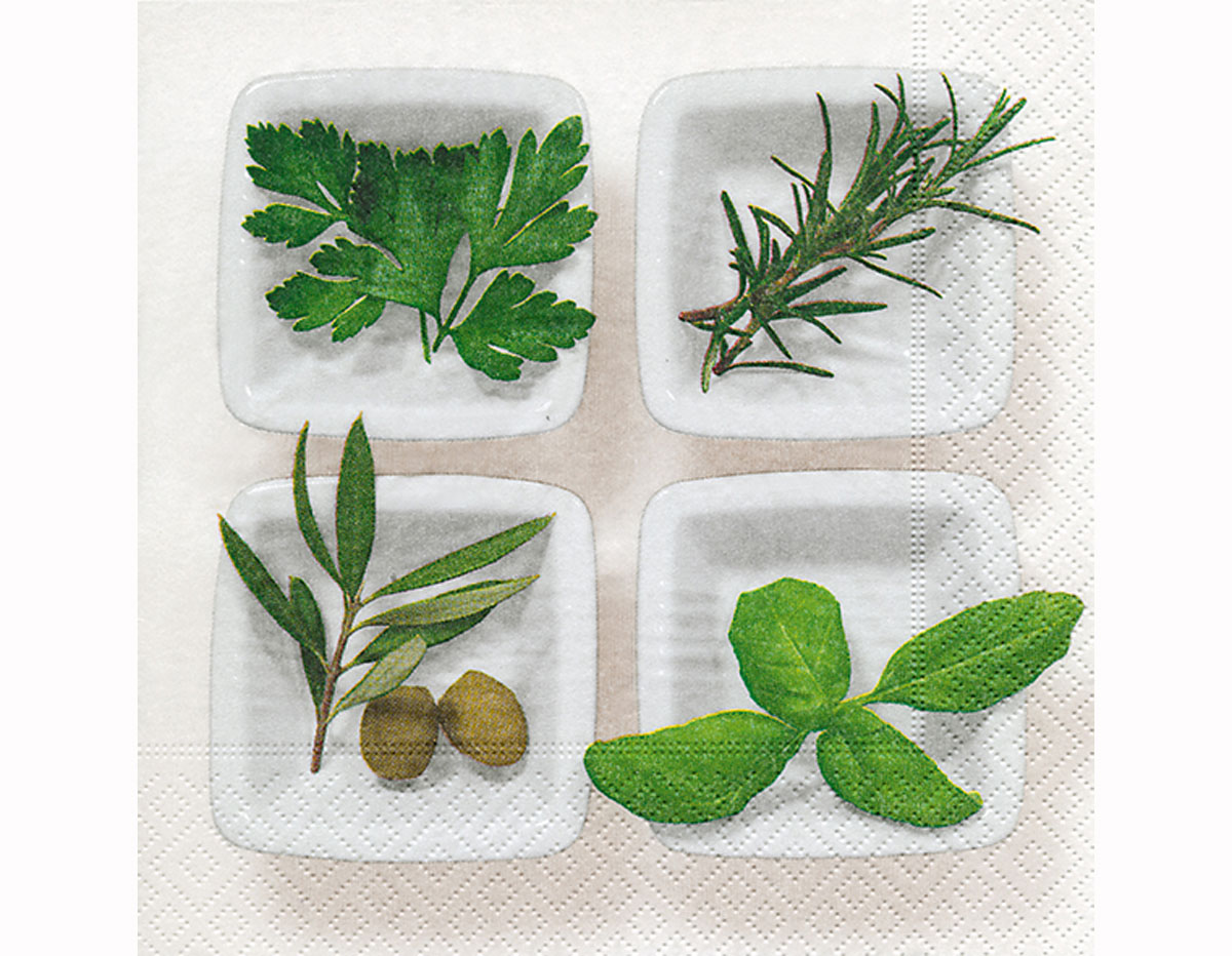 P200355 Serviettes papier Culinary herbs 33x33cm 20u Paper Design