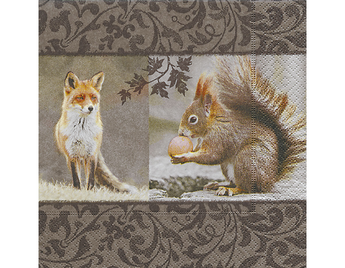 P22008 Serviettes papier Fox meets squirrel Paper Design