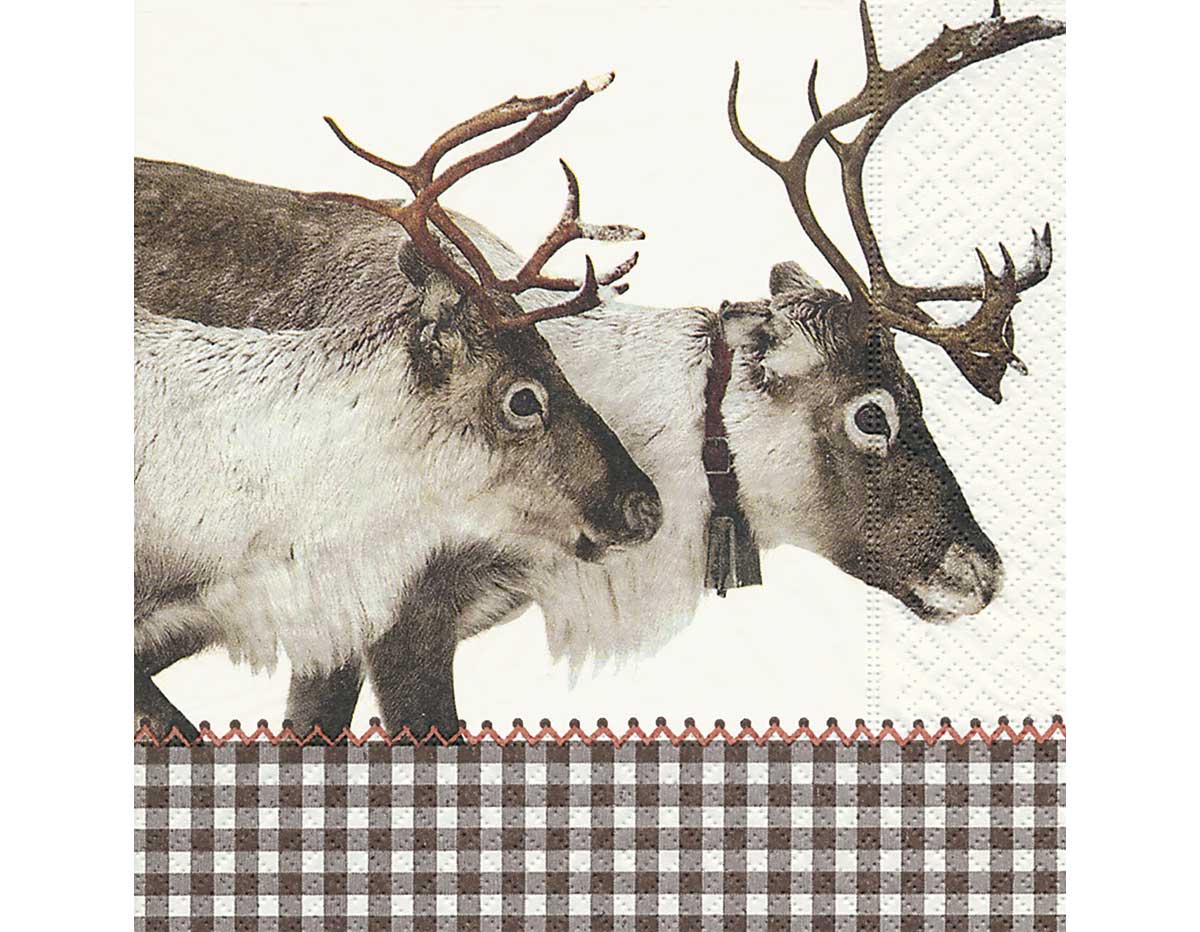 P600147 Serviettes papier Reindeer 33x33cm 20u Paper Design