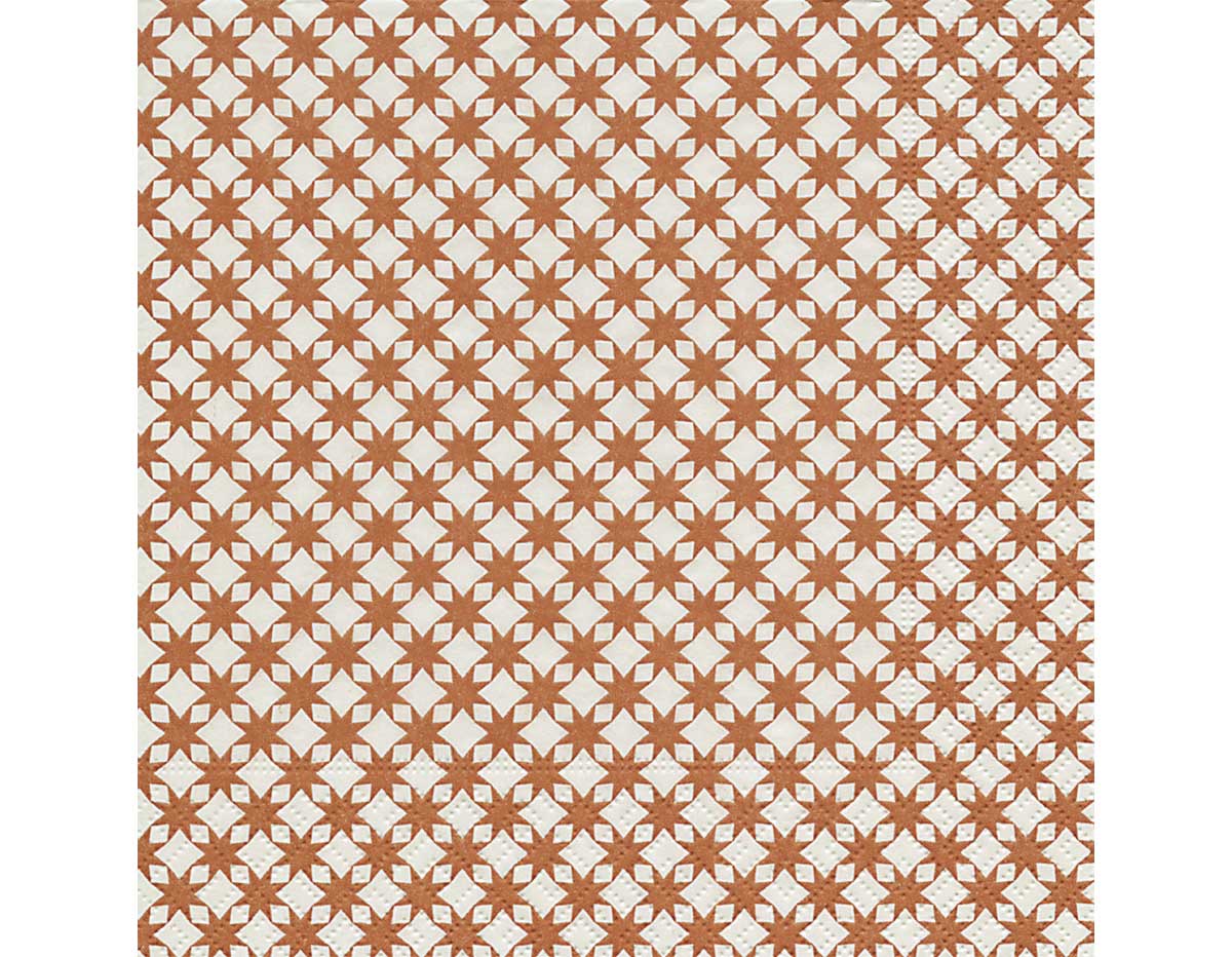 P600154 Serviettes papier Star pattern copper 33x33cm 20u Paper Design