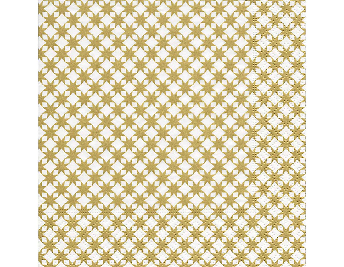 P600155 Serviettes papier Star pattern gold 33x33cm 20u Paper Design