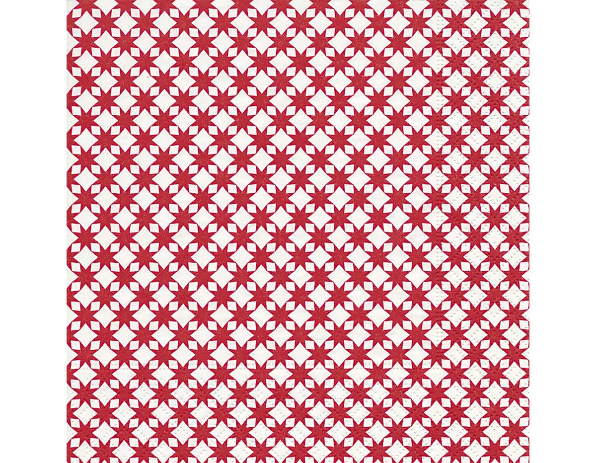 P600156 Serviettes papier Star pattern red 33x33cm 20u Paper Design