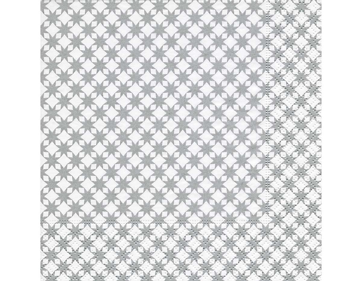 P600157 Serviettes papier Star pattern silver 33x33cm 20u Paper Design