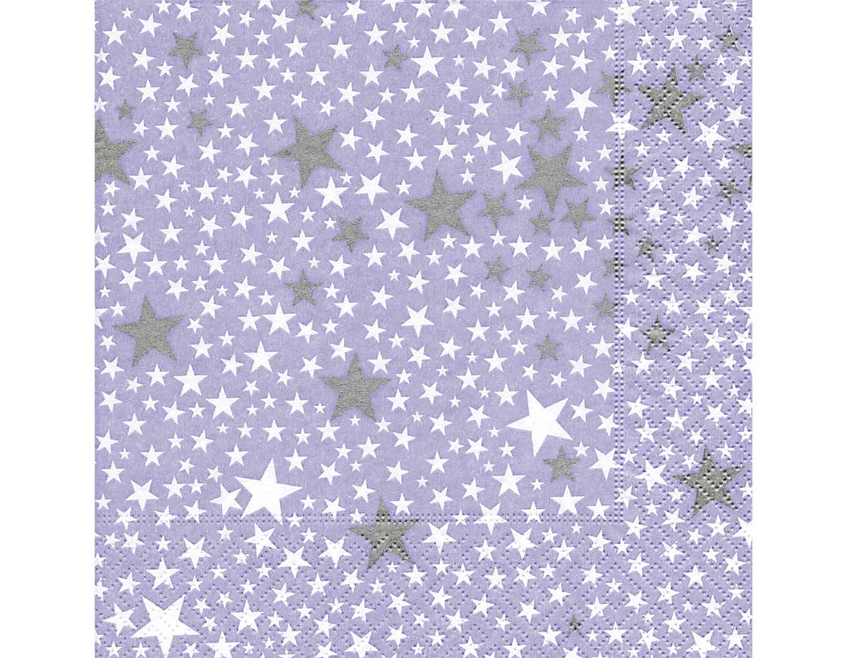 P600158 Serviettes papier Starlets purple 33x33cm 20u Paper Design