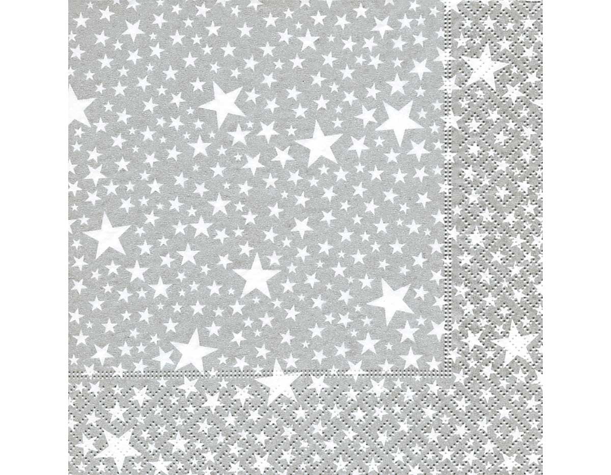 P600162 Serviettes papier Starlets silver 33x33cm 20u Paper Design
