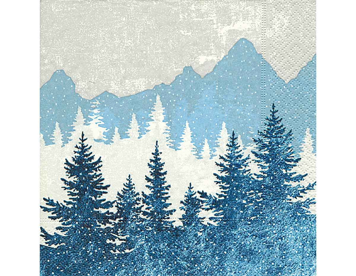 P600273 Serviettes de papier Forest silhouette blue Paper Design