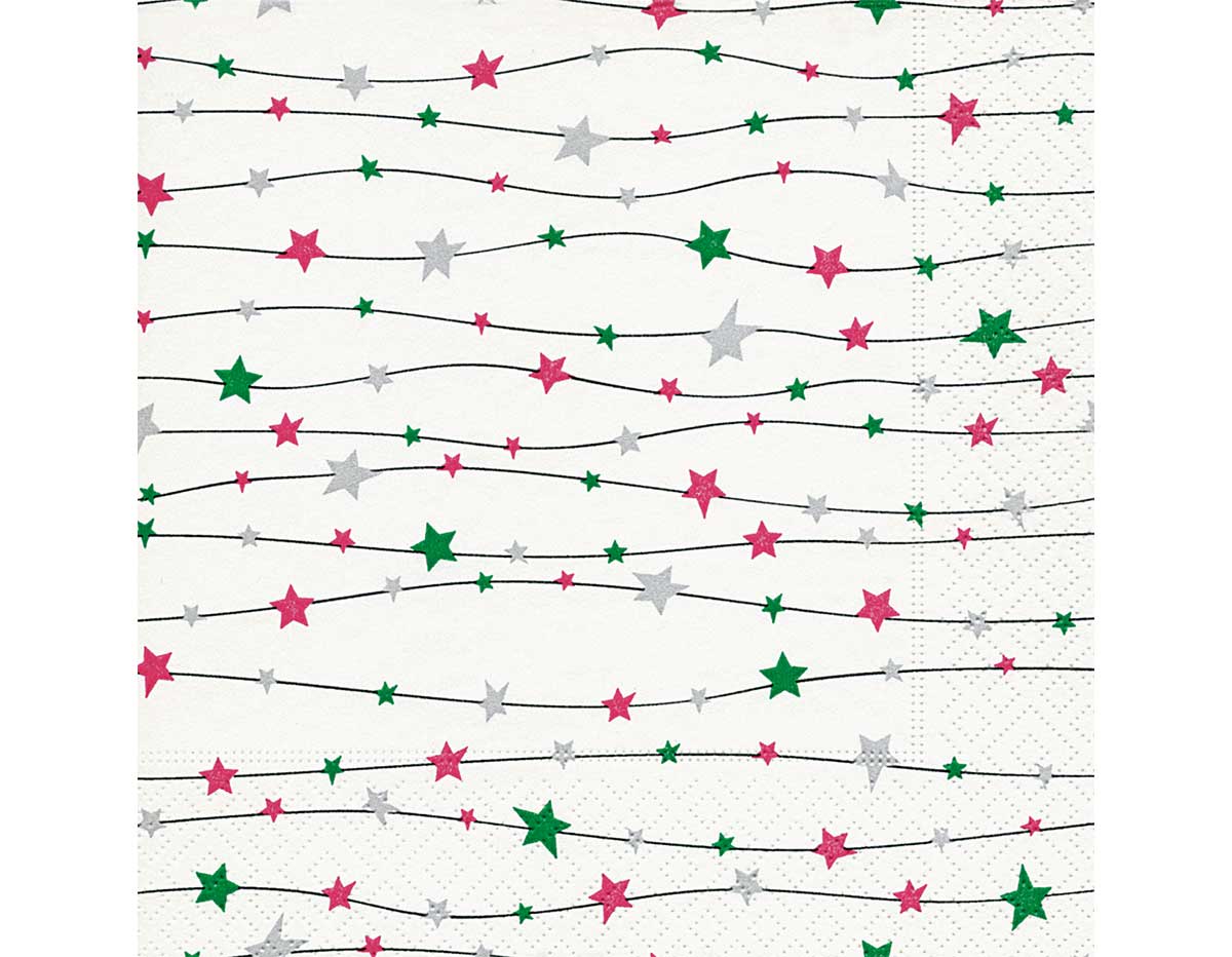 P600295 Serviettes de papier Stars in lines pink Paper Design