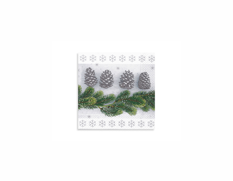 P60711 Serviettes Lunch FROSTY BRANCHES 33x33cm (20u ) Paper Design