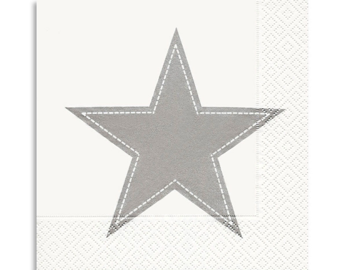 P60835 Servilletas papel simply star white silver Paper Design