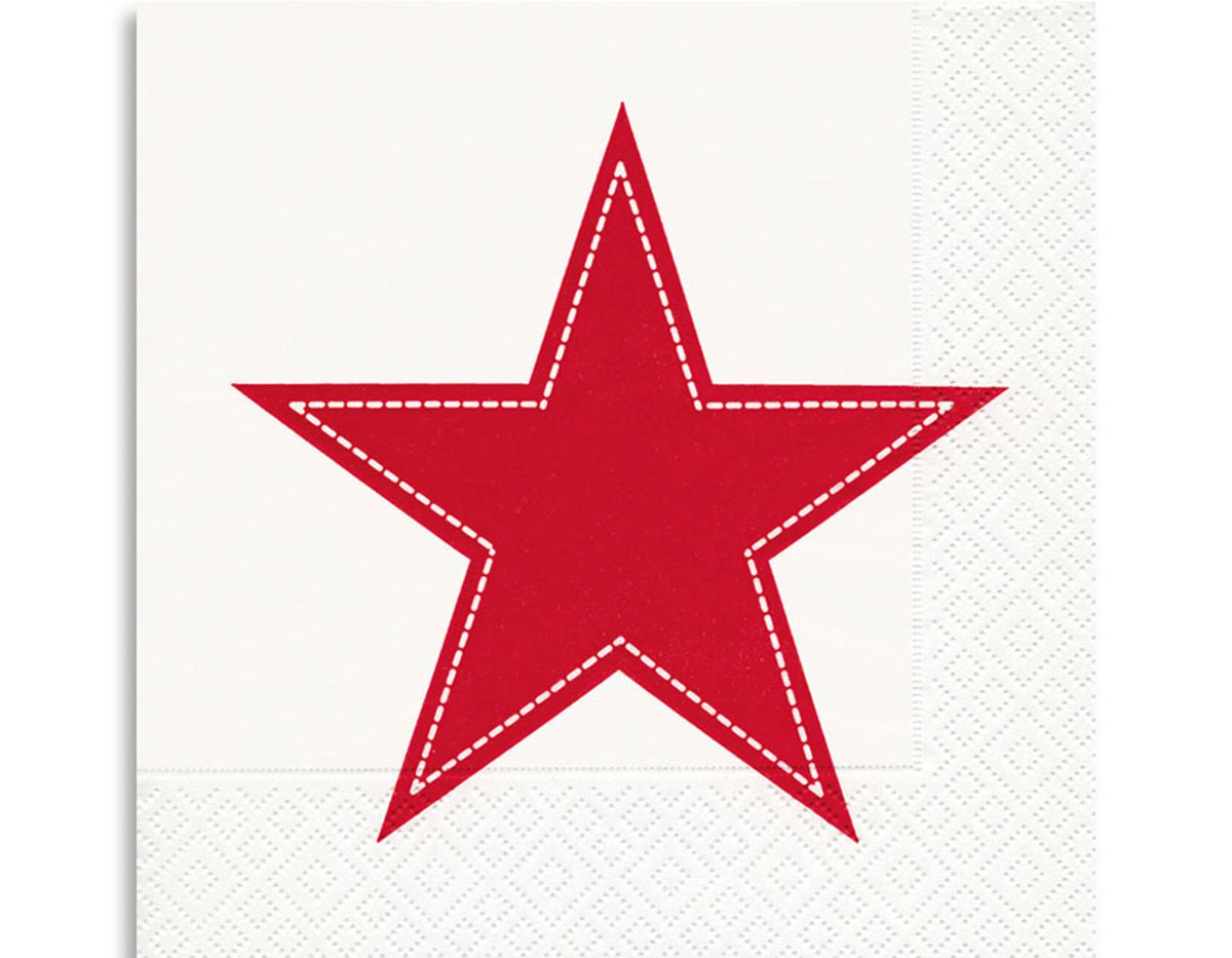P60836 Serviettes papier simply star white red Paper Design