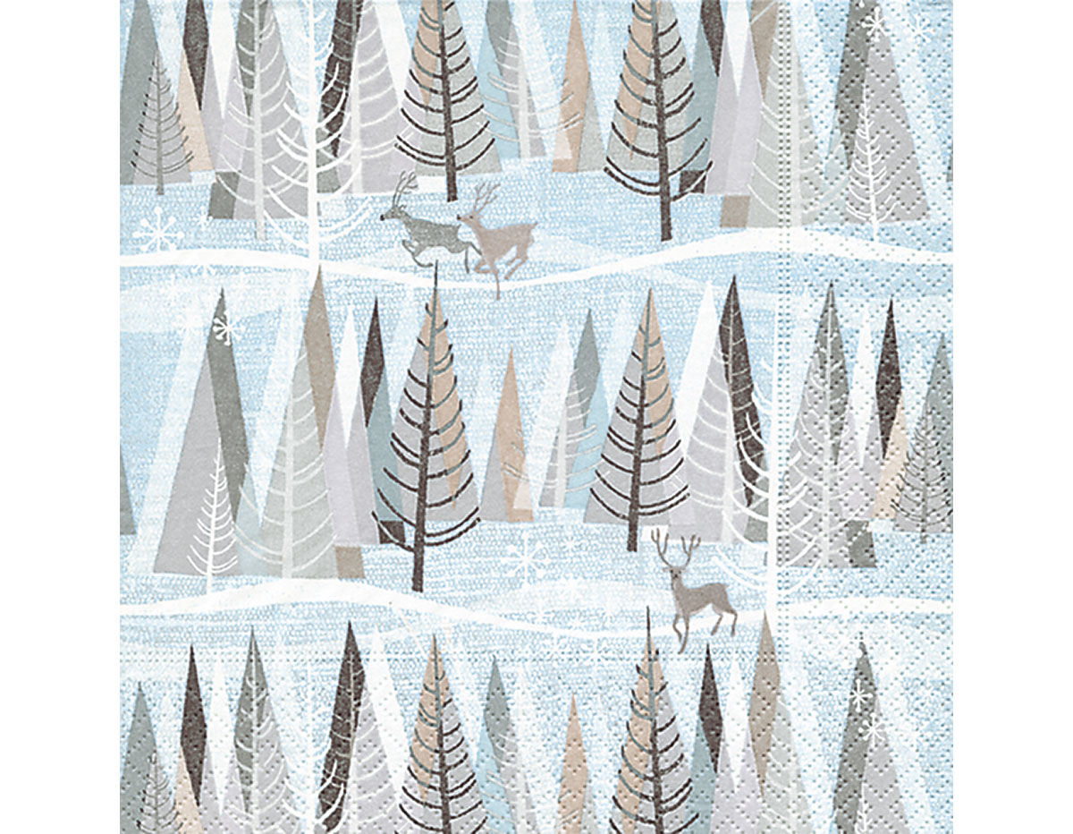 P60848 Serviettes papier Snowy winter forest Paper Design
