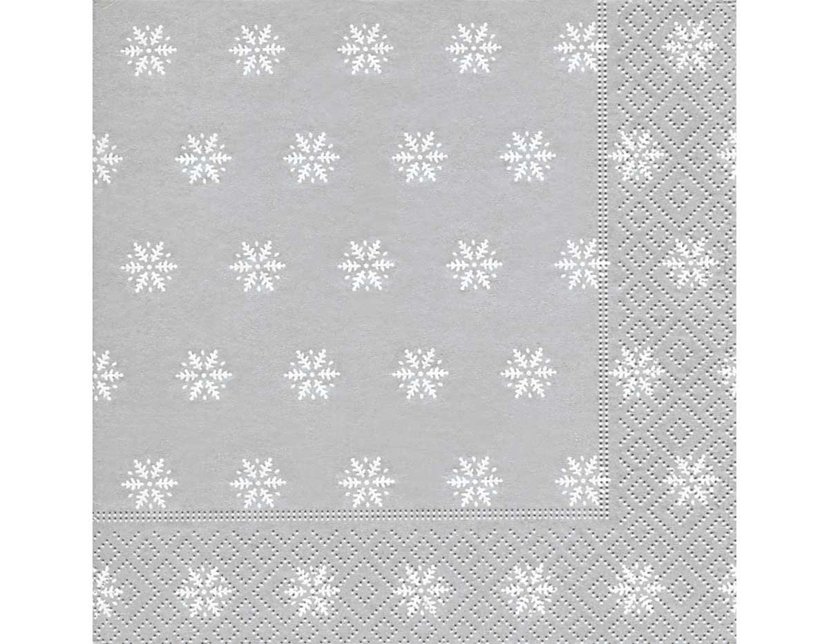 P60926 Serviettes papier Snowflakes silver 33x33cm 20u Paper Design
