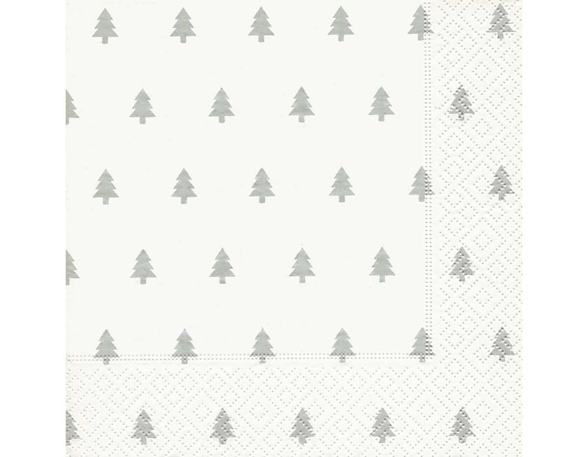 P60935 Serviettes papier Trees white silver 33x33cm 20u Paper Design