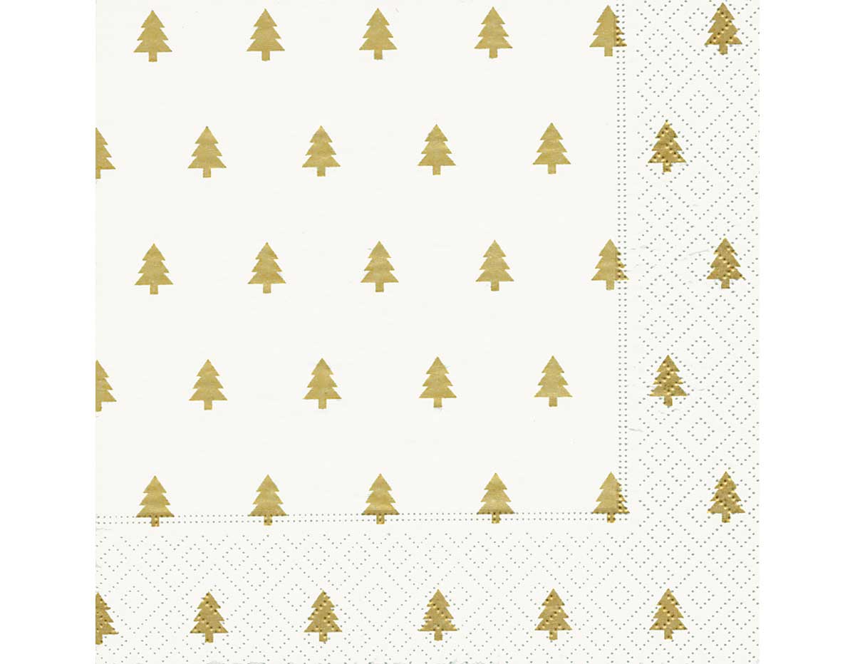 P60936 Serviettes papier Trees white gold 33x33cm 20u Paper Design