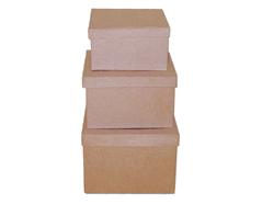 PM1053C Set de 3 cajas papel mache cuadradas 15 19 y 22cm Innspiro - Ítem