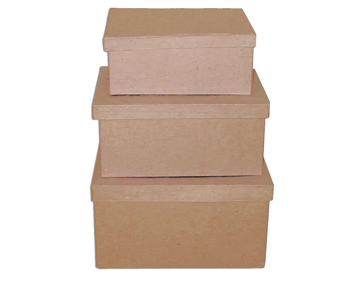 PM1053F Set de 3 cajas papel mache rectangulares 15 19 y 23cm Innspiro