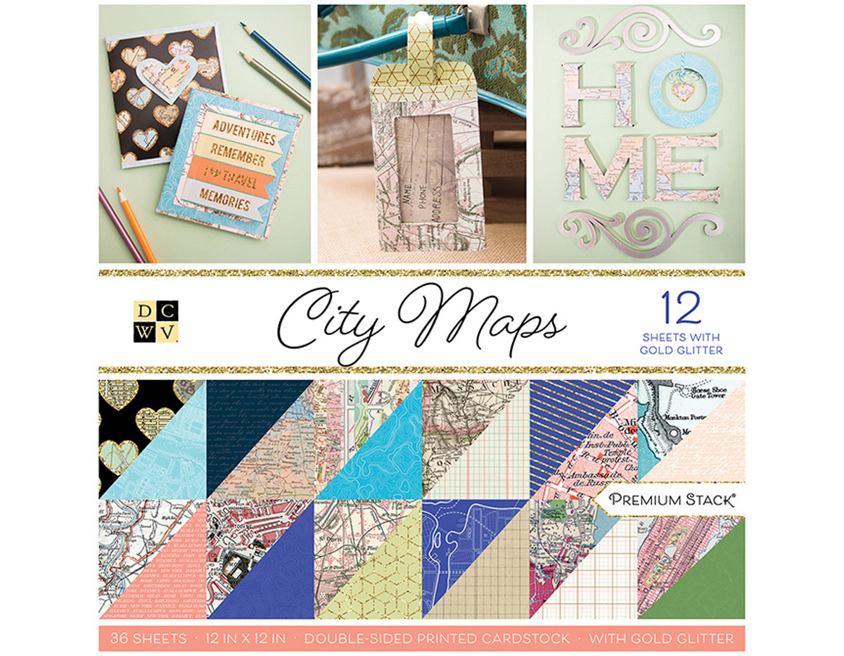 PS-002-00025 Set 36 papeles doble cara Stack City Maps DCWV