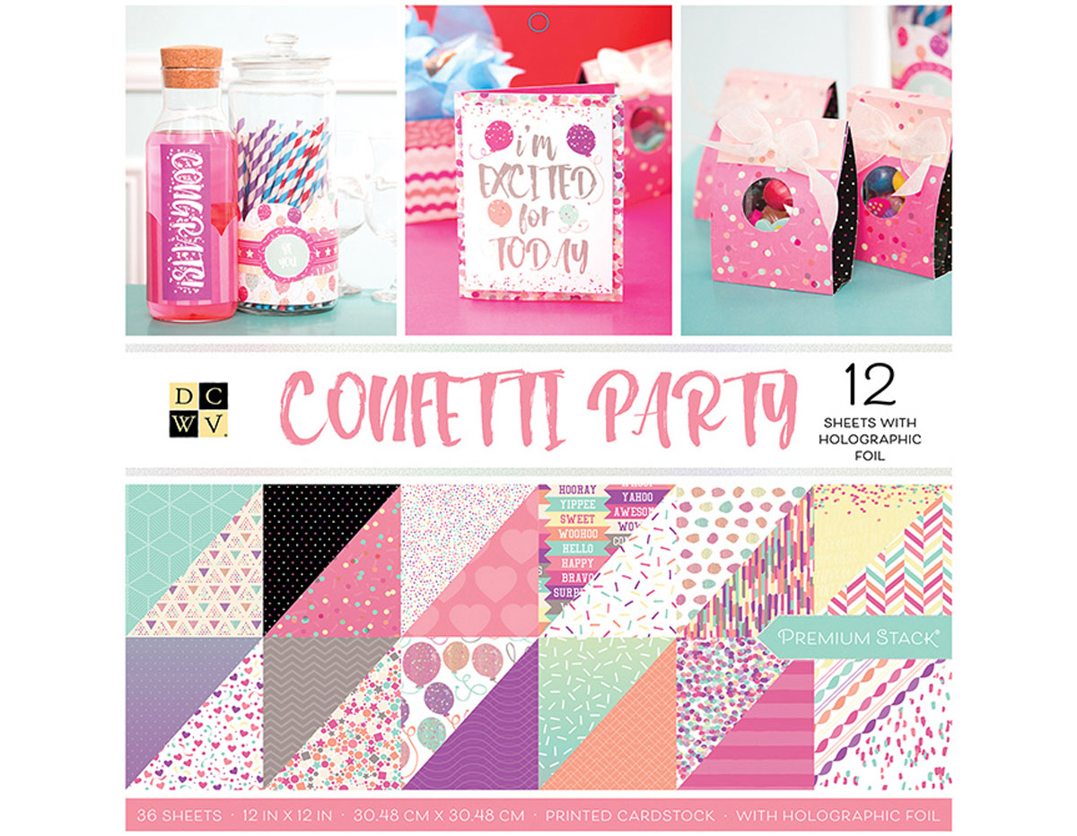 PS-005-00635 Set 36 papeles doble cara Stack Confetti Party DCWV