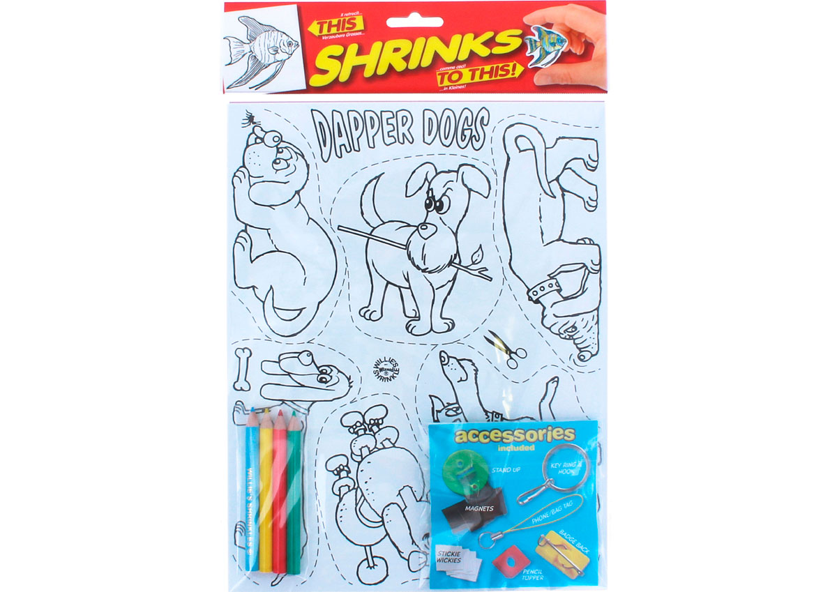 S1060-11 Kit plastique magique Dapper Dogs avec 6 designs et accessoires Shrinkles