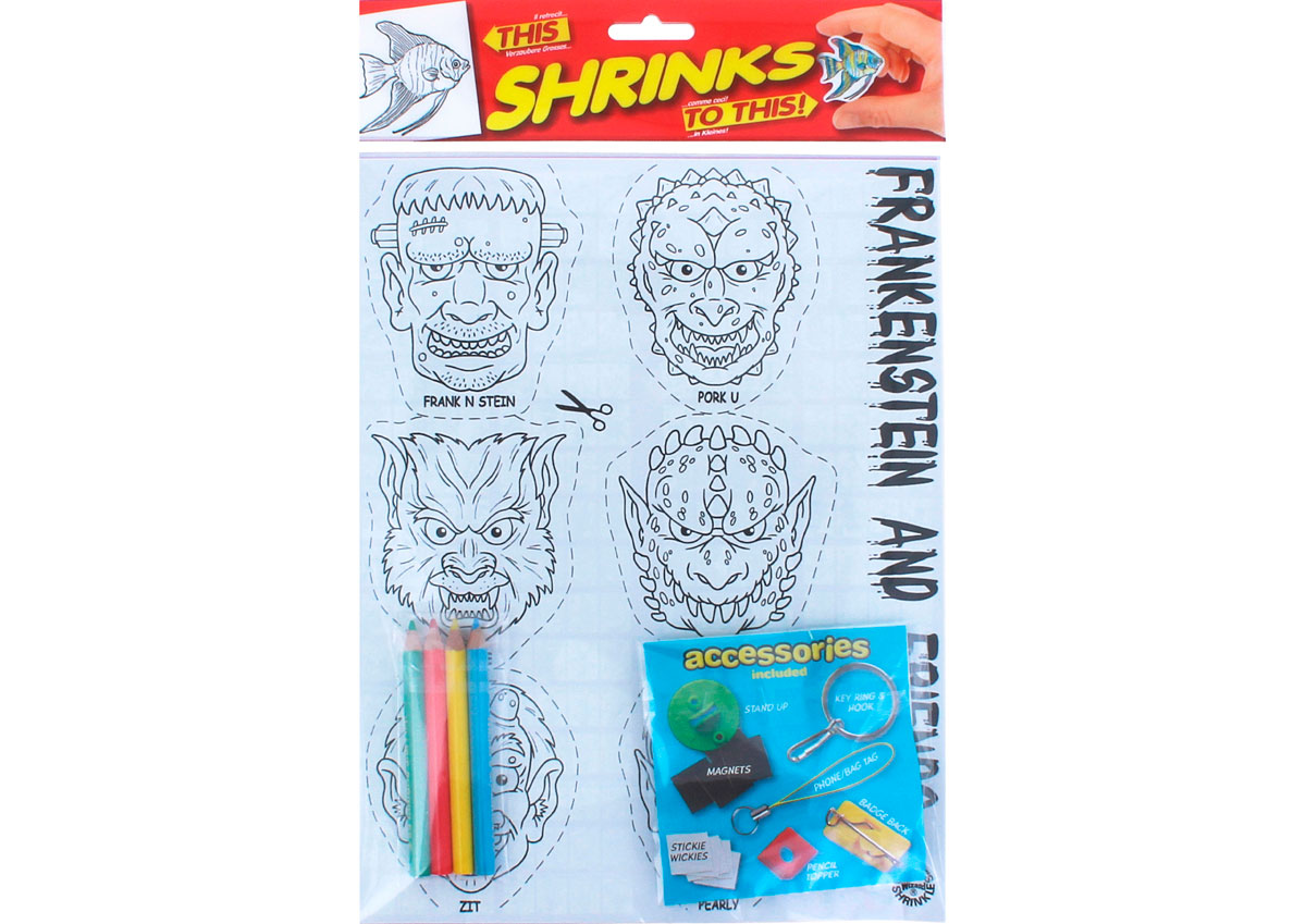 S1060-21 Kit plastique magique Frankenstein avec 6 designs et accessoires Shrinkles