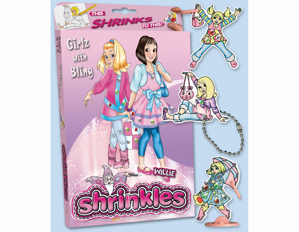S1060-22 Kit plastique magique Girlz avec 6 designs et accessoires Shrinkles
