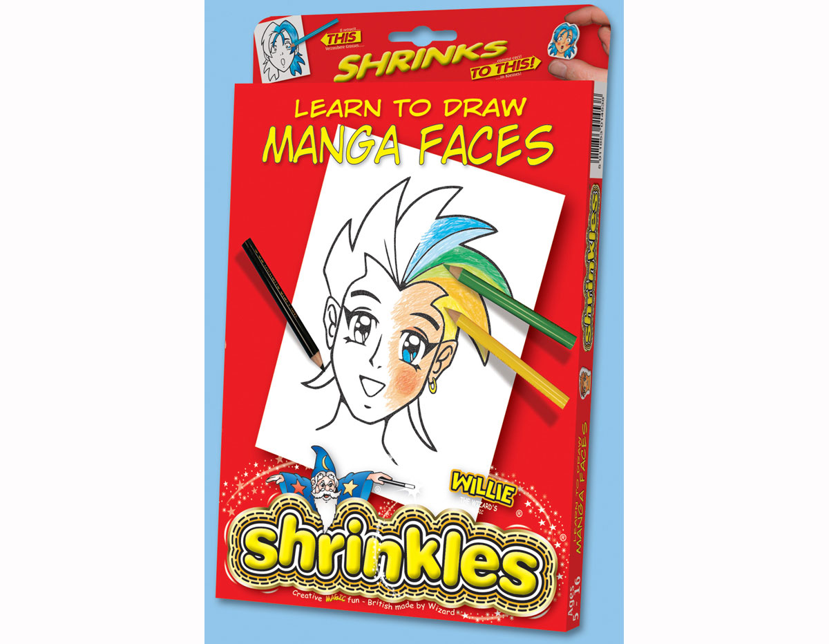 S1060-27 Kit plastique magique Manga Faces avec 6 designs et accessoires Shrinkles