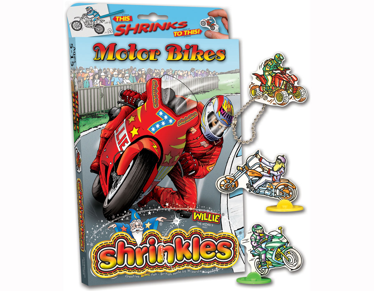 S1060-29 Kit plastique magique Motorbikes avec 6 designs et accessoires Shrinkles