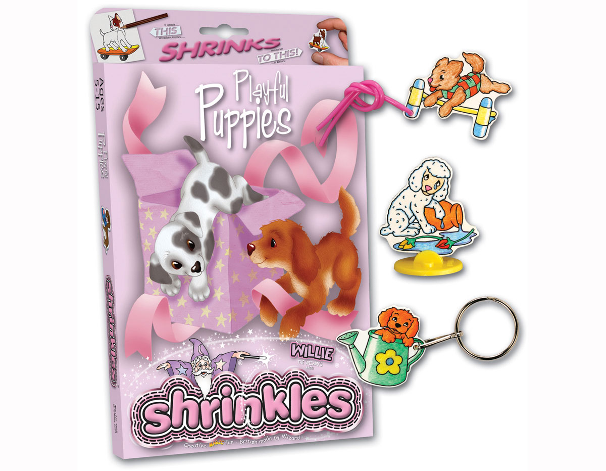 S1060-32 Kit plastico magico Playful Puppies con 6 disenos y accesorios Shrinkles