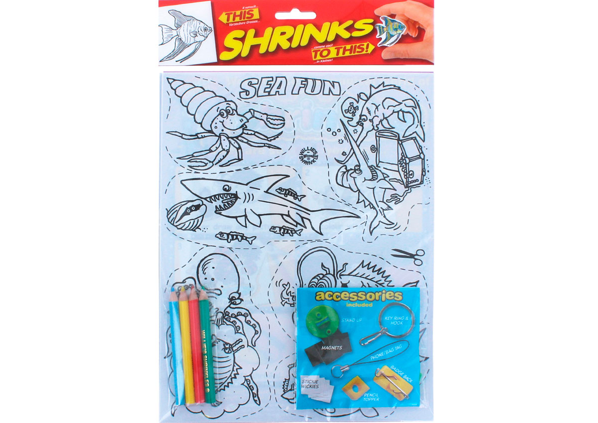 S1060-35 Kit plastique magique Sea Fun avec 6 designs et accessoires Shrinkles