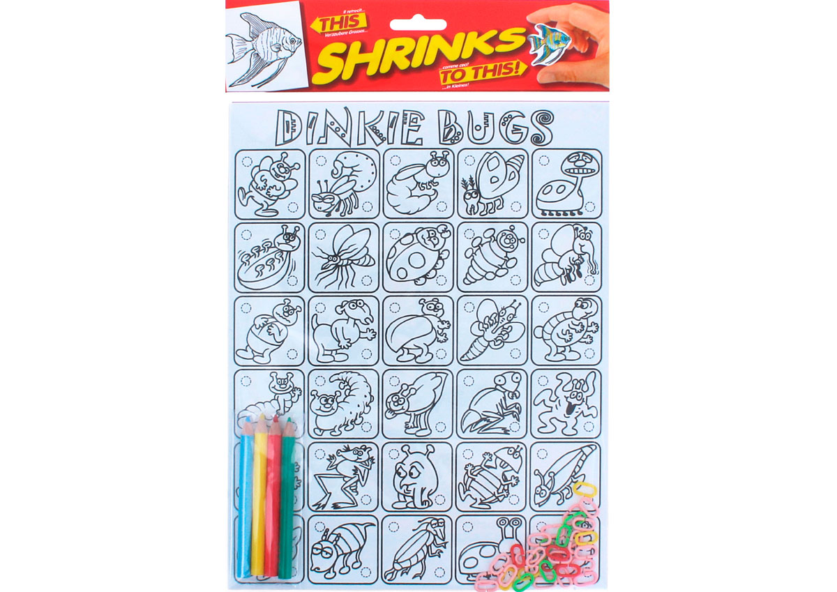 S1062-40 Kit chaines plastique magique Dinki Bugs avec designs et anneaux pour enchainer Shrinkles