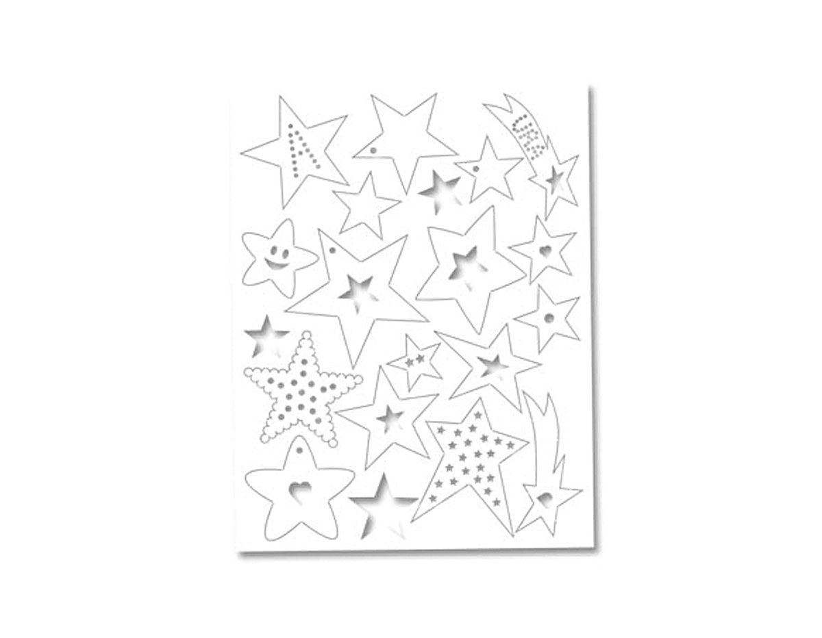 S1202 Hoja formas pre cortadas plastico magico estrellas white Shrinkles