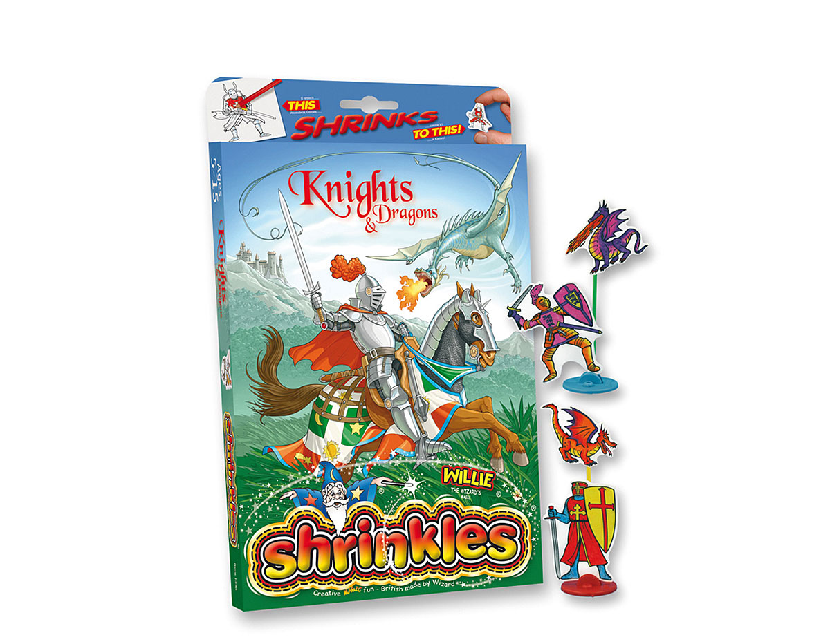 S1446 Kit plastique magique Knights and Dragons avec multiples designs et accessoires Shrinkles