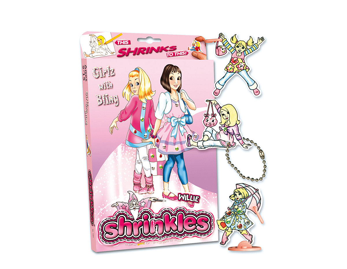 S1451 Kit plastique magique Girlz With Bling avec multiples designs et accessoires Shrinkles