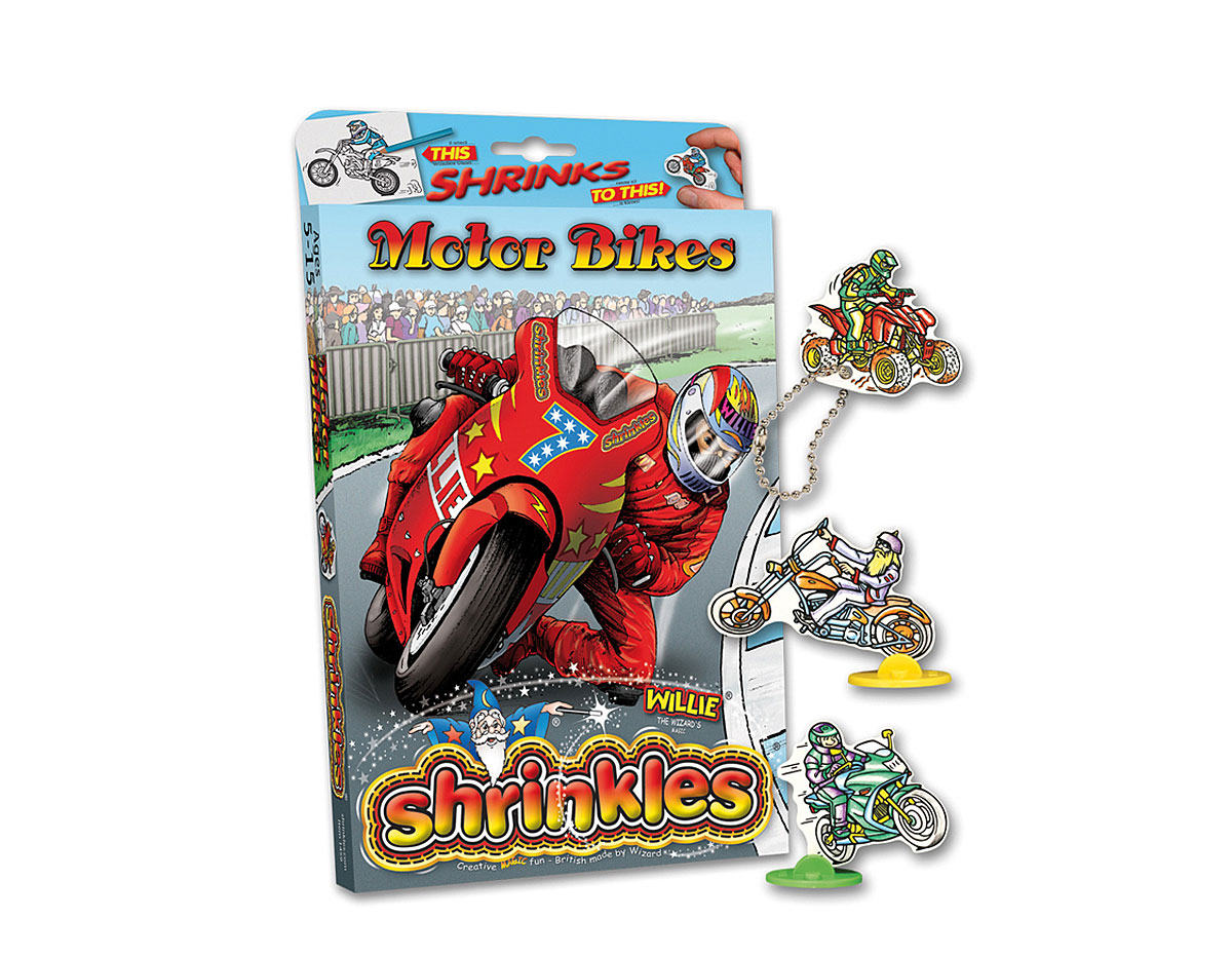 S1459 Kit plastico magico Motor Bikes con multiples disenos y accesorios Shrinkles