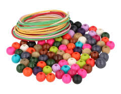 SP-16615 Perles bois boule couleurs assorties 10mm et 5m fil coton 500u Aprox Innspiro - Article