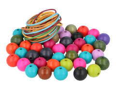 SP-16617 Perles bois boule couleurs assorties 20mm et 5m fil coton 150u Aprox Innspiro - Article