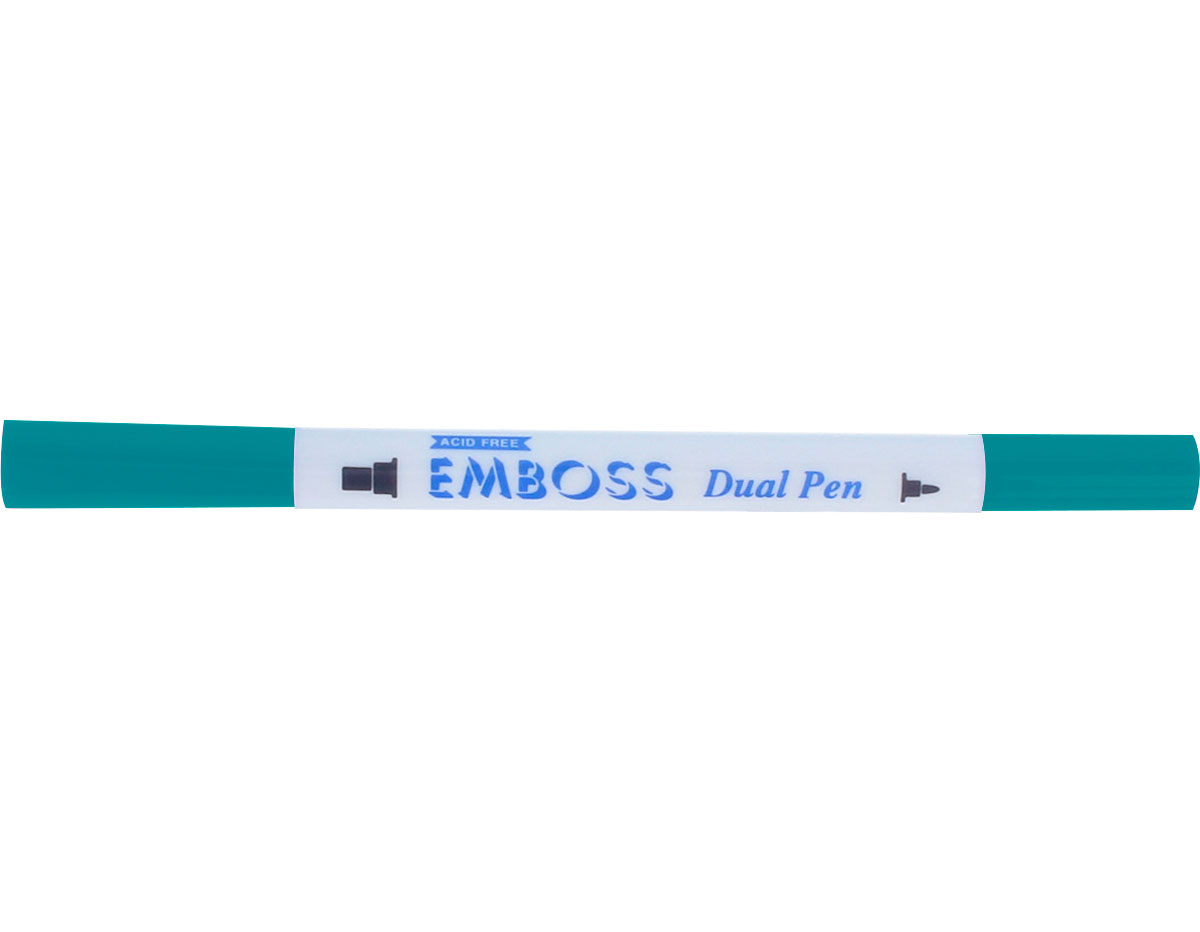 TEM-10 Rotulador para EMBOSS dual color verde azulado caligrafia 1 Tsukineko