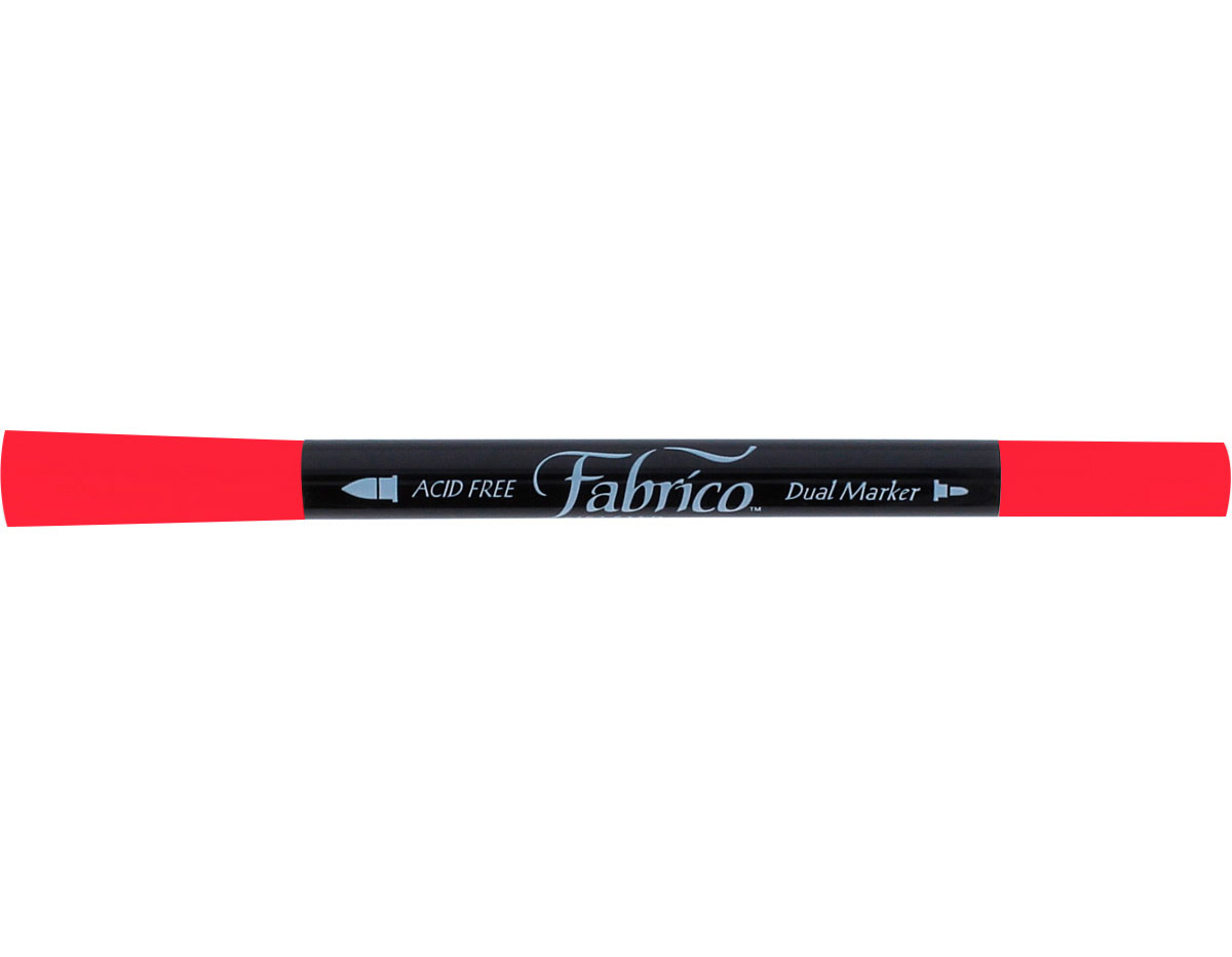 TFAM-114 Rotulador para textil FABRICO MARKERS translucido color rojo amapola doble punta pincel bala Tsukineko