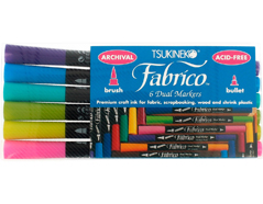TFAM-6G Set 6 rotuladores para textil FABRICO MARKERS doble punta pincel bala gemas Tsukineko - Ítem