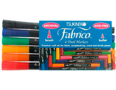 TFAM-6S Set 6 rotuladores para textil FABRICO MARKERS doble punta pincel bala estandard Tsukineko - Ítem