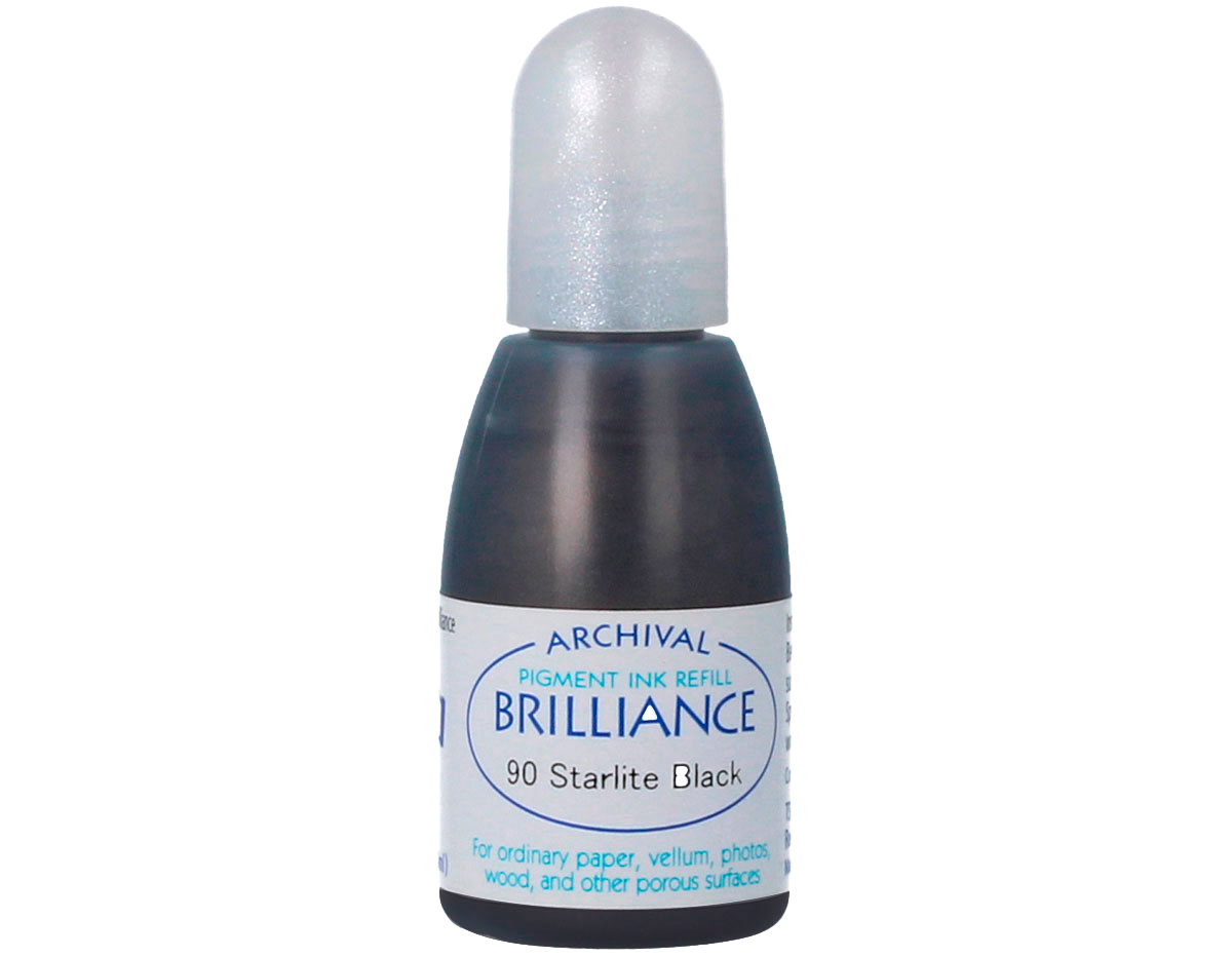 TRB-90 Tinta BRILLIANCE color negro con luz de estrella efecto nacarado recarga Tsukineko