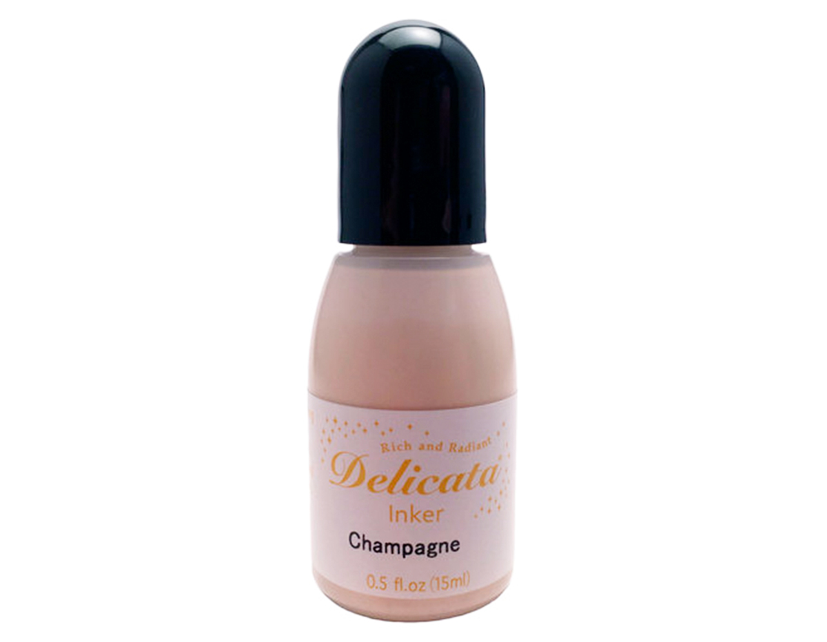 TRC-196 Tinta DELICATA color BRILLANTE Crudo champagne recarga 15ml Bote canula Tsukineko