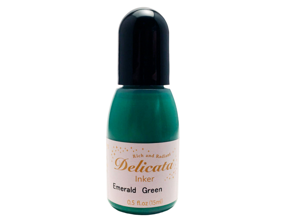 TRC-321 Tinta DELICATA color BRILLANTE Verde esmeralda recarga 15ml Bote canula Tsukineko