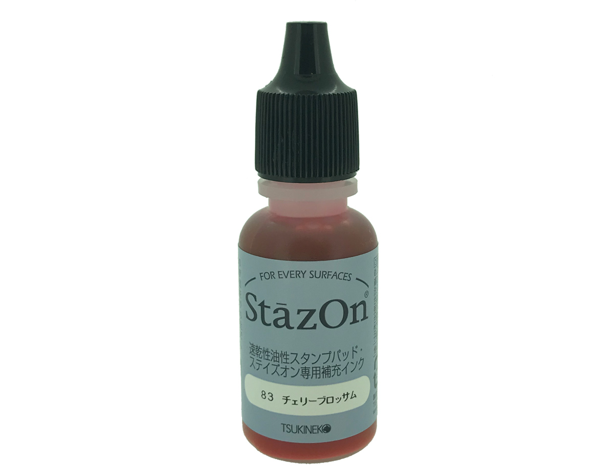 TRZ-83 Tinta STAZON para vidrio y plastico color Rosa flor de cerezo recarga 15ml Bote canula Tsukineko