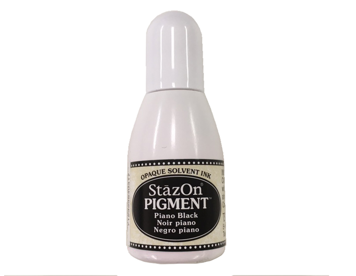 TRZ-PIG-031 Tinta STAZON PIGMENT para vidrio y plastico color Negro Piano recarga 15ml Bote canula Tsukineko