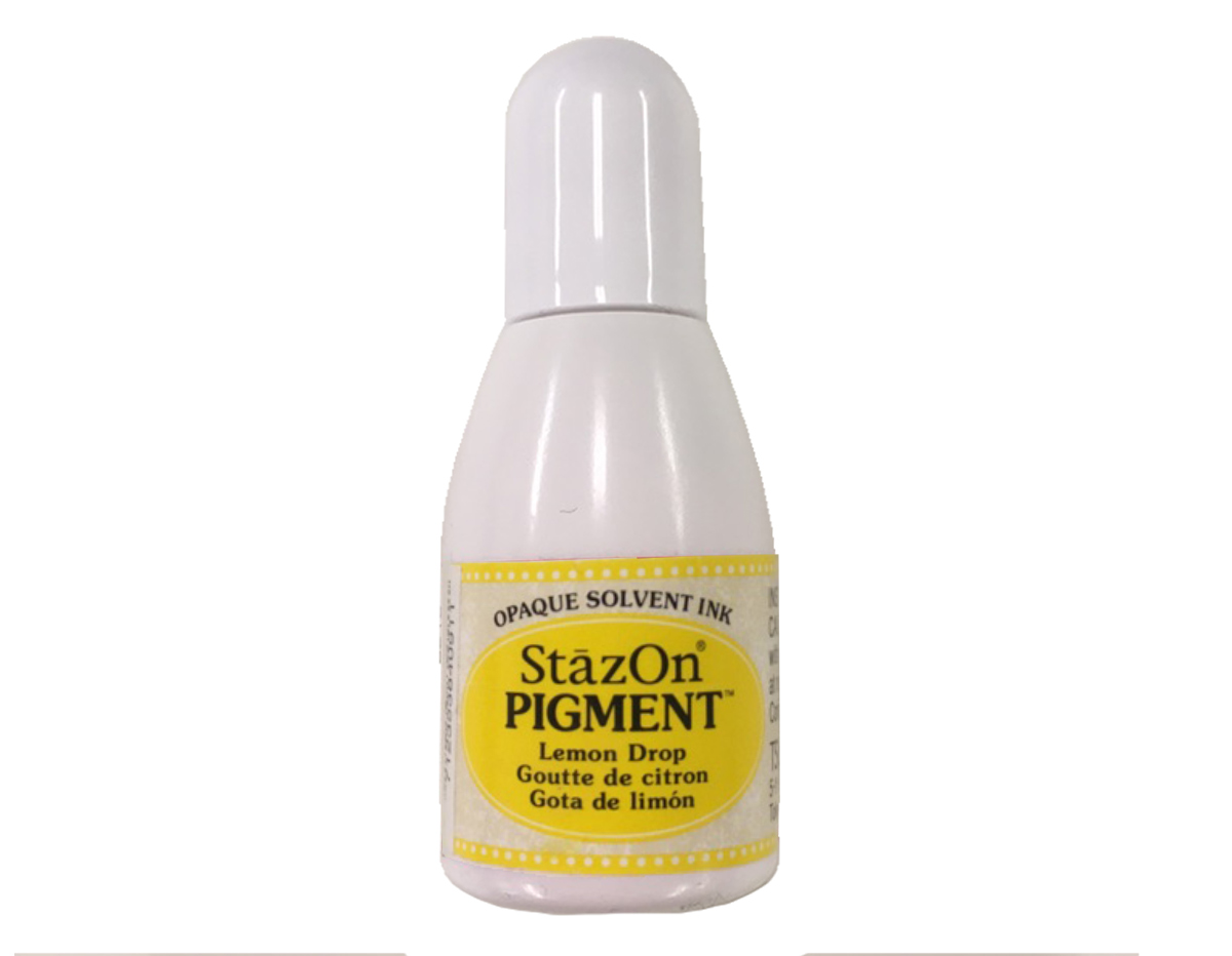 TRZ-PIG-091 Tinta STAZON PIGMENT para vidrio y plastico color Amarillo limonada recarga 15ml Bote canula Tsukineko