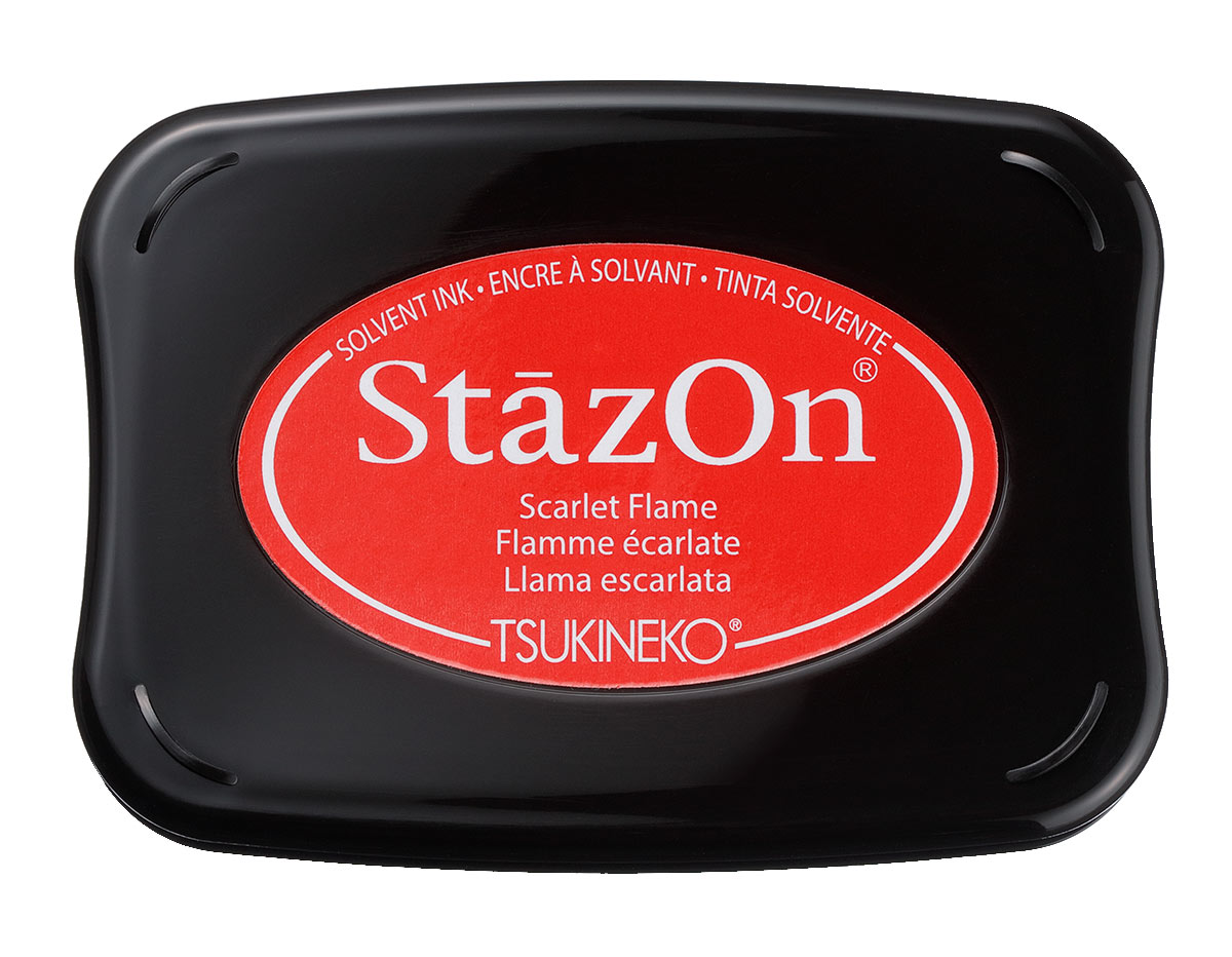 TSZ-25 Tinta STAZON para vidrio y plastico color Rojo escarlata 95x65mm Almohadilla Tsukineko