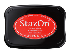 TSZ-25 Tinta STAZON para vidrio y plastico color Rojo escarlata 95x65mm Almohadilla Tsukineko - Ítem